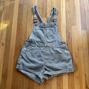 We the free Sage green short overalls
